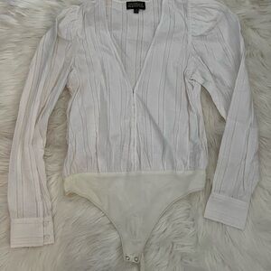 Danielle Bernstein White Long Sleeve Bodysuit